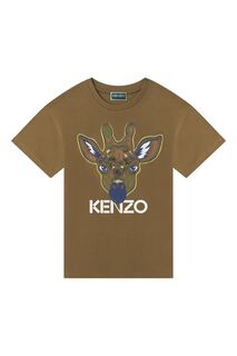 Детская футболка KENZO с принтом и логотипом Kenzo, зеленый