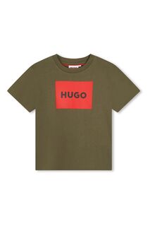 Зеленая футболка с логотипом HUGO, зеленый