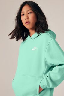 Флисовый пуловер Club с капюшоном Nike, зеленый