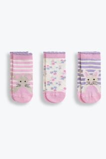 Комплект из 3 пар носков JoJo Maman Bébé с изображением кролика Jojo Maman Bébé, розовый