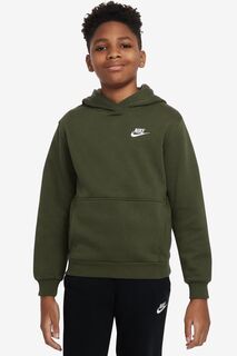 Флисовый пуловер Club с капюшоном Nike, зеленый