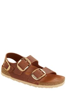 Коричневые босоножки Milano из промасленной кожи с крупной пряжкой Birkenstock, коричневый