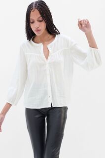 Блузка с длинными рукавами и пуговицами спереди Gap, белый