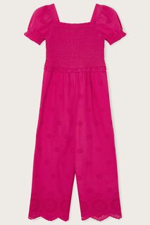 Розовый комбинезон Schiffly с английской вышивкой и рюшами Monsoon, розовый