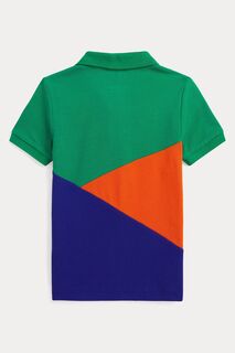 Зеленая трехцветная рубашка-поло для мальчика Polo Ralph Lauren, зеленый