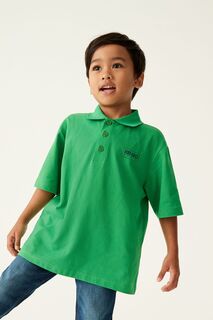 Зеленая детская рубашка-поло Kenzo с логотипом Kenzo, зеленый