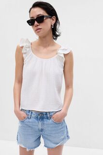 Блузка без рукавов со сборками из мятой ткани Gap, белый