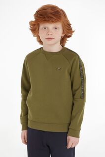Зеленый детский свитшот в полоску Tommy Hilfiger, зеленый