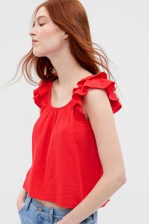 Блузка без рукавов со сборками из мятой ткани Gap, красный