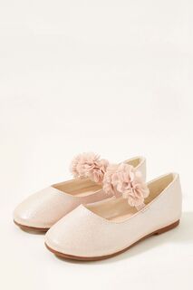 Розовые фактурные туфли с аппликацией Monsoon, розовый