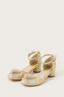 Золотые туфли-двойки на высоком каблуке с бабочками Monsoon, желтый