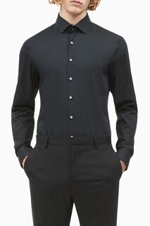 Рубашка приталенного кроя из эластичного поплина Calvin Klein, черный