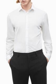 Рубашка приталенного кроя из эластичного поплина Calvin Klein, белый