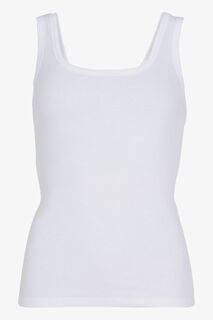 Белая футболка без рукавов в рубчик с широким вырезом Mint Velvet, белый