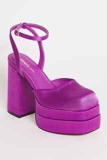 Туфли на платформе розового цвета с квадратным носком для широкой стопы Simply Be, розовый
