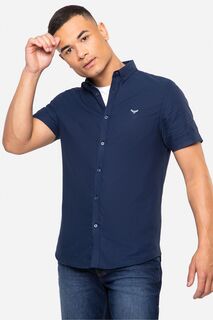 Хлопковая оксфордская рубашка с короткими рукавами Threadbare, синий