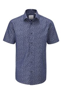 Повседневная рубашка приталенного кроя Джинсовый/темно-синий с цветами Skopes, синий