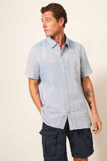 Льняная рубашка Pembroke с короткими рукавами White Stuff, синий