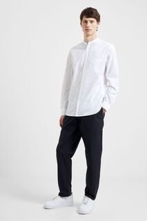 Белая рубашка с длинными рукавами без воротника French Connection, белый
