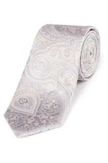 Нагрудный платок и галстук из шелка натурального цвета с узором пейсли Skopes