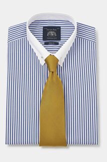 Синяя рубашка с двойными манжетами приталенного кроя и узким воротником Savile Row Company, синий