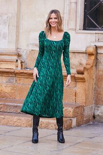 Платье миди из джерси с квадратным вырезом Sosandar, зеленый