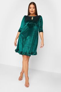 Бархатное платье с вырезом Yours, зеленый
