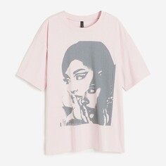 Футболка H&amp;M Boxy Printed Ariana Grande, светло-розовый H&M