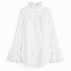 Рубашка H&amp;M х Rabanne Eyelet Embroidered Poplin, белый H&M