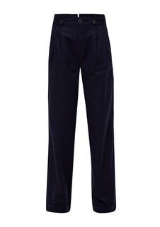 Широкие брюки со складками спереди S.Oliver, темно-синий