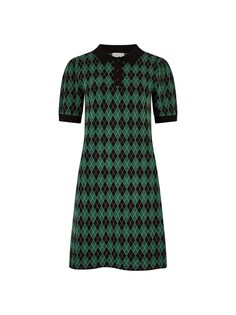 Вязанное платье Apricot Argyle, зеленый/черный