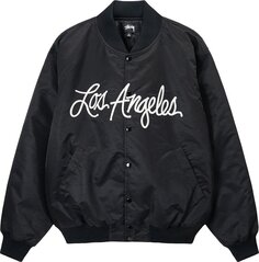 Куртка Stussy LA Chapter Satin Varsity Jacket &apos;Black&apos;, черный