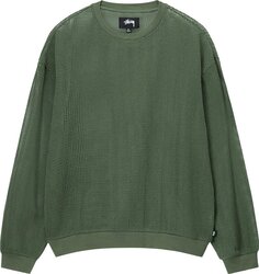 Лонгслив Stussy Cotton Mesh Long-Sleeve Crew &apos;Olive&apos;, зеленый