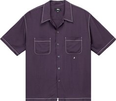 Рубашка Stussy Contrast Pick Stitched Shirt &apos;Plum&apos;, фиолетовый