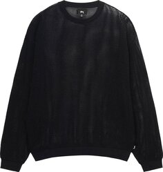 Лонгслив Stussy Cotton Mesh Long-Sleeve Crew &apos;Black&apos;, черный