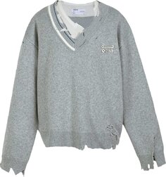 Свитер C2H4 Distressed Knit Layered Sweater &apos;Grey&apos;, серый