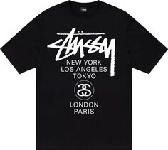 Футболка Stussy World Tour Tee &apos;Black&apos;, черный