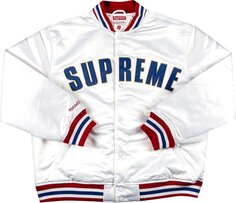 Куртка Supreme x Mitchell And Ness Satin Varsity Jacket &apos;White&apos;, белый