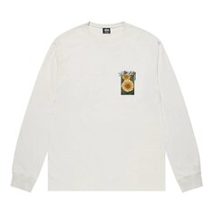 Лонгслив Stussy Flower Grid Pigment Dyed Long-Sleeve Tee &apos;Natural&apos;, белый