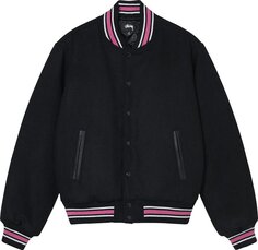 Куртка Stussy S Talk Melton Varsity Jacket &apos;Black&apos;, черный