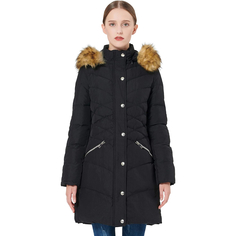 Пуховик Orolay Water Resistant Romb Waist Hooded Faux Fur, черный