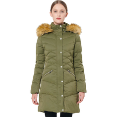 Пуховик Orolay Water Resistant Romb Waist Hooded Faux Fur, зеленый