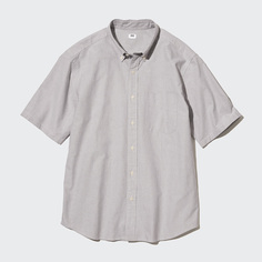 Uniqlo Мужская и женская парная оксфордская рубашка-рубашка с короткими рукавами, деловая повседневная белая рубашка