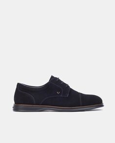 Мужские темно-синие туфли на шнуровке из гладкой замши на резиновой подошве Martinelli, темно-синий