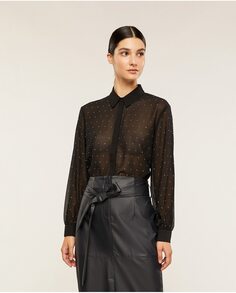Женская рубашка из жоржета с микрозаклепками Motivi, черный