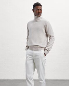 Однотонные мужские классические брюки с застежкой-молнией и пуговицами Ecoalf, белый