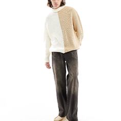 Джемпер Asos Design Knitted Relaxed Roll Neck, белый/бежевый