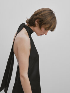 Короткое платье-халтер Massimo Dutti, черный