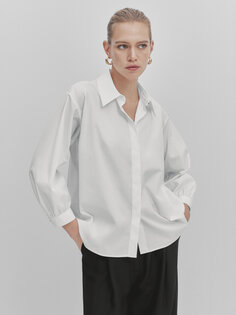 Рубашка с вырезом со собранной спиной Massimo Dutti, белый