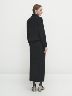 Фактурная юбка с разрезом спереди Massimo Dutti, черный